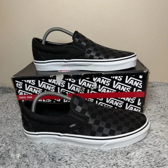 VANS  Classic Slip On Loafers Checkerboard Black Unisex Shoe Men's 10 Wmn's 11.5 - Picture 2 of 9